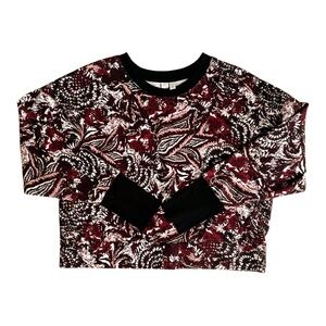 Joie Purple Paisley Printed Cropped Sweatshirt Size‎ X-Large